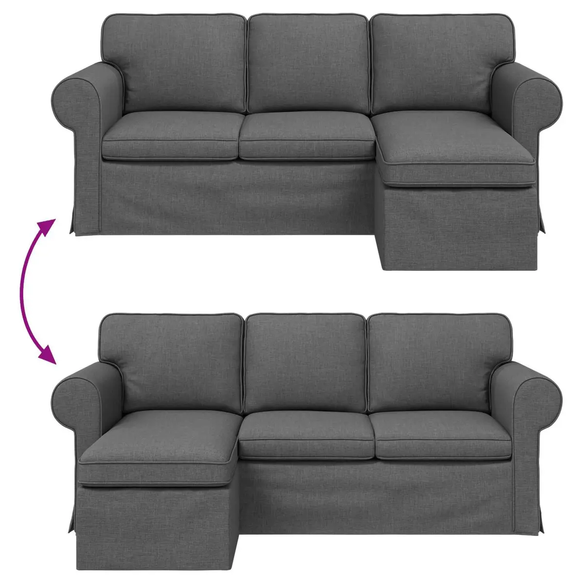 Dark Grey Fabric Sofa Modern Living Room Couch 195cm Wide Comfortable Seating