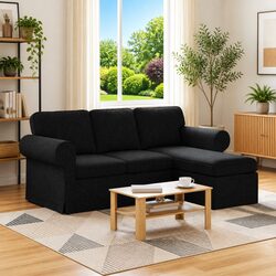 Cozy Black Sofa for Living Room and Bedroom 195x138x80cm