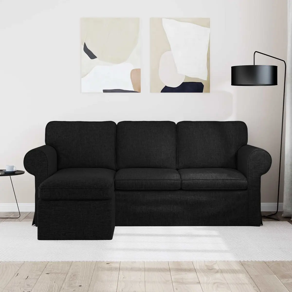Sofa Modern Black 195x138x80cm Fabric Metal Frame Living Room Bedroom Lounge Couch