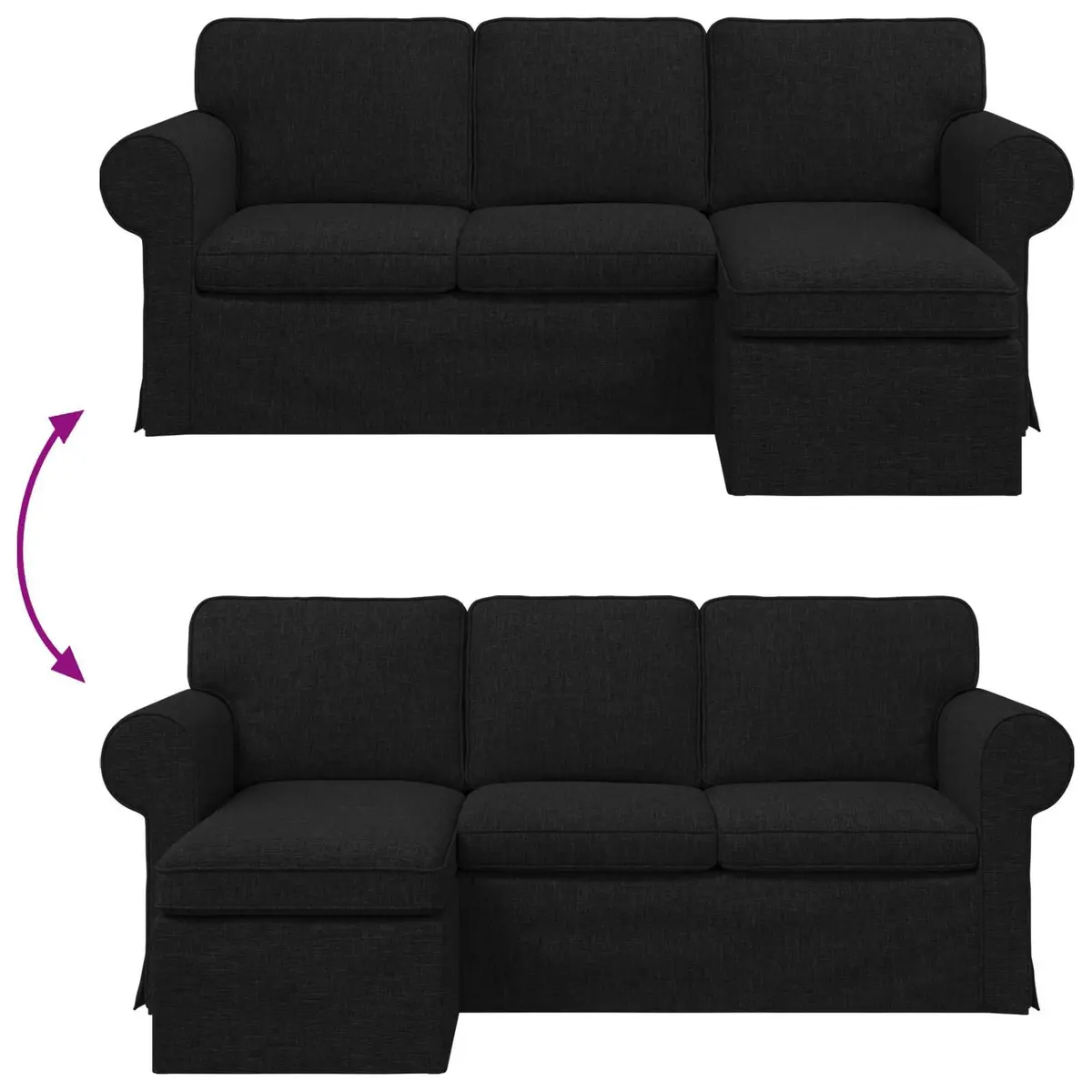 Sofa Modern Black 195x138x80cm Fabric Metal Frame Living Room Bedroom Lounge Couch