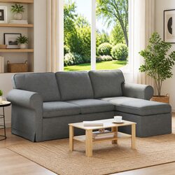 Modern Dark Grey Fabric Sofa for Cozy Living Rooms
