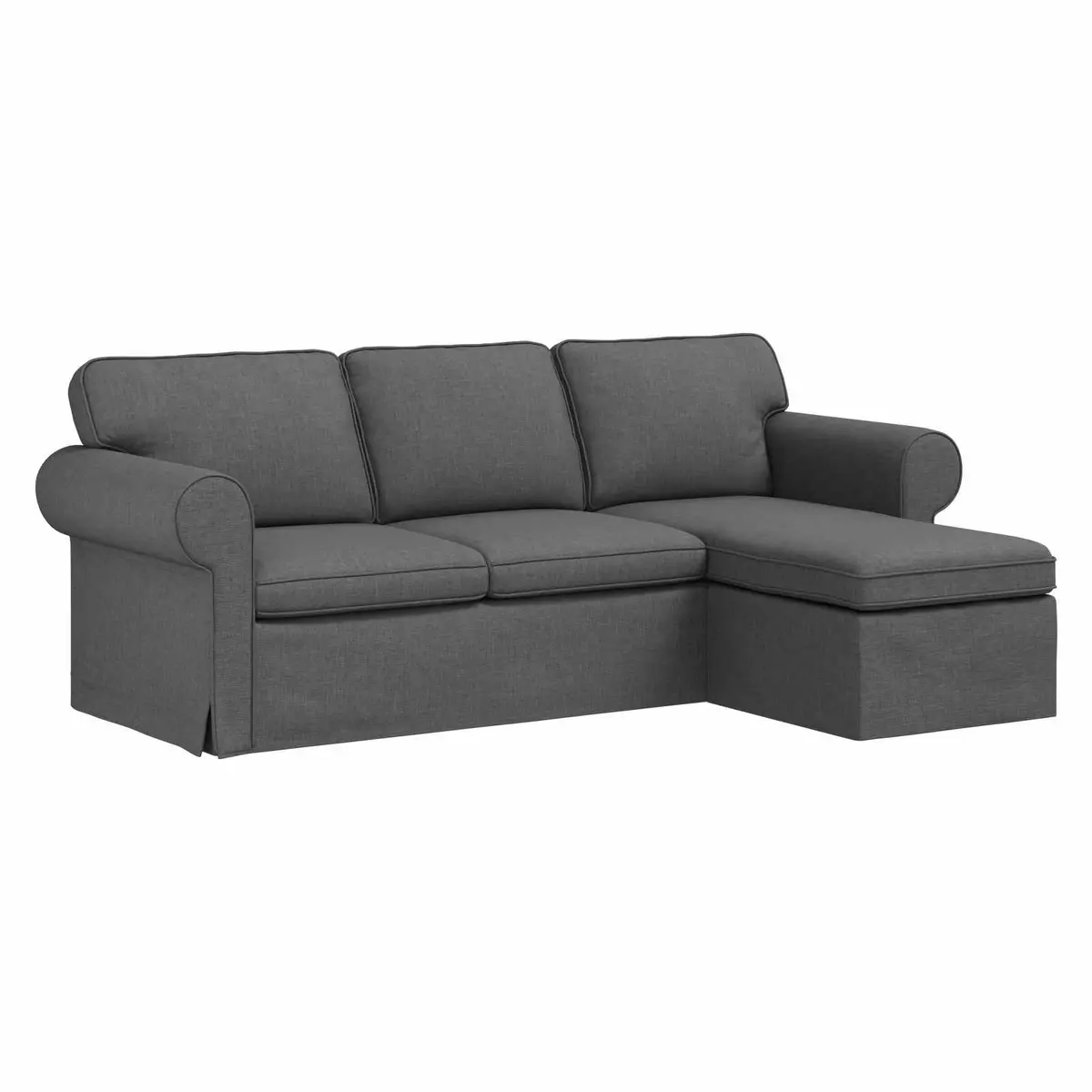Fabric Sofa Dark Grey Modern 215cm x 138cm x 80cm Metal Frame Upholstery Foam and Fiber