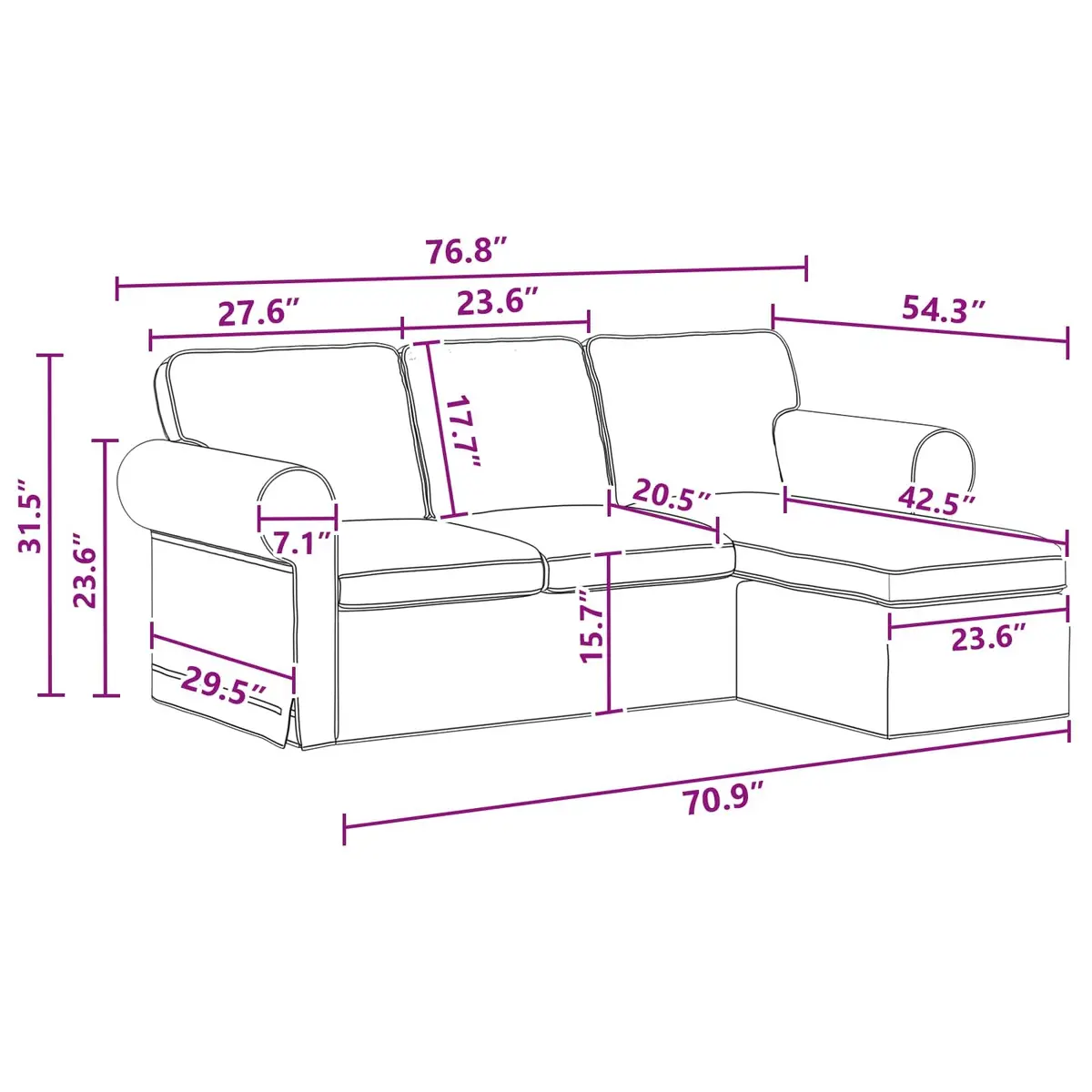 Fabric Sofa Dark Grey Modern 215cm x 138cm x 80cm Metal Frame Upholstery Foam and Fiber