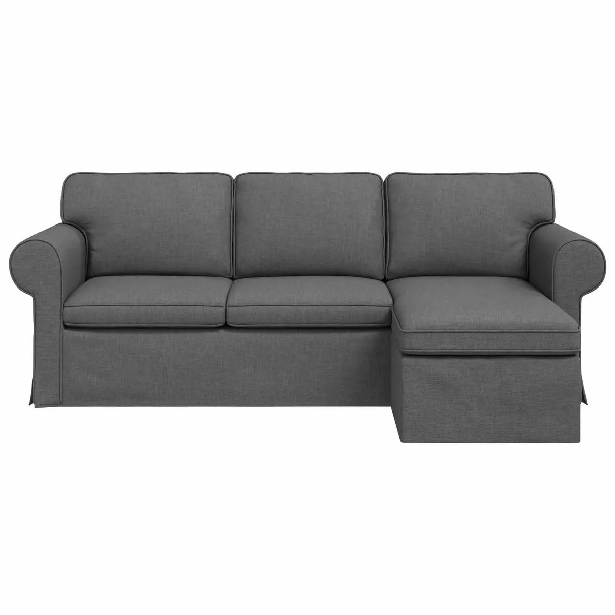 Fabric Sofa Dark Grey Modern 215cm x 138cm x 80cm Metal Frame Upholstery Foam and Fiber
