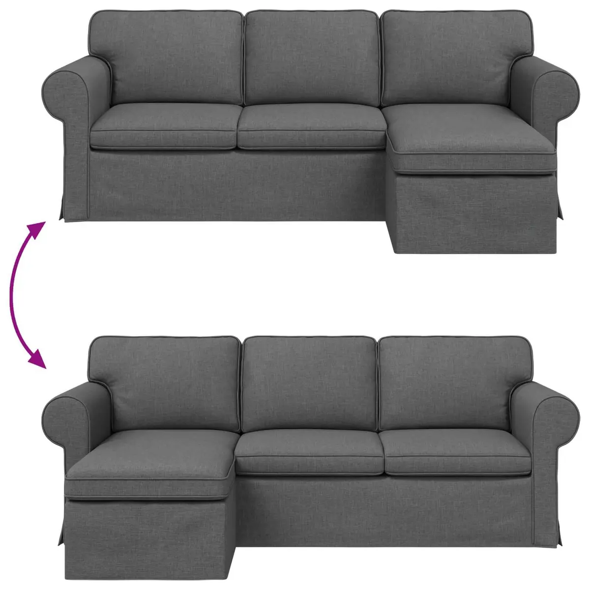 Fabric Sofa Dark Grey Modern 215cm x 138cm x 80cm Metal Frame Upholstery Foam and Fiber