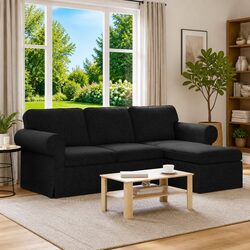 Black Fabric Sofa for Modern Living Spaces 215cm
