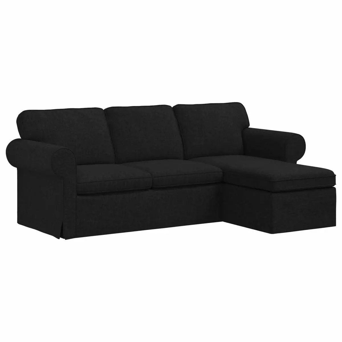 Black Fabric Sofa Modern Living Room Furniture 215cm Wide Modular Lounge Suite