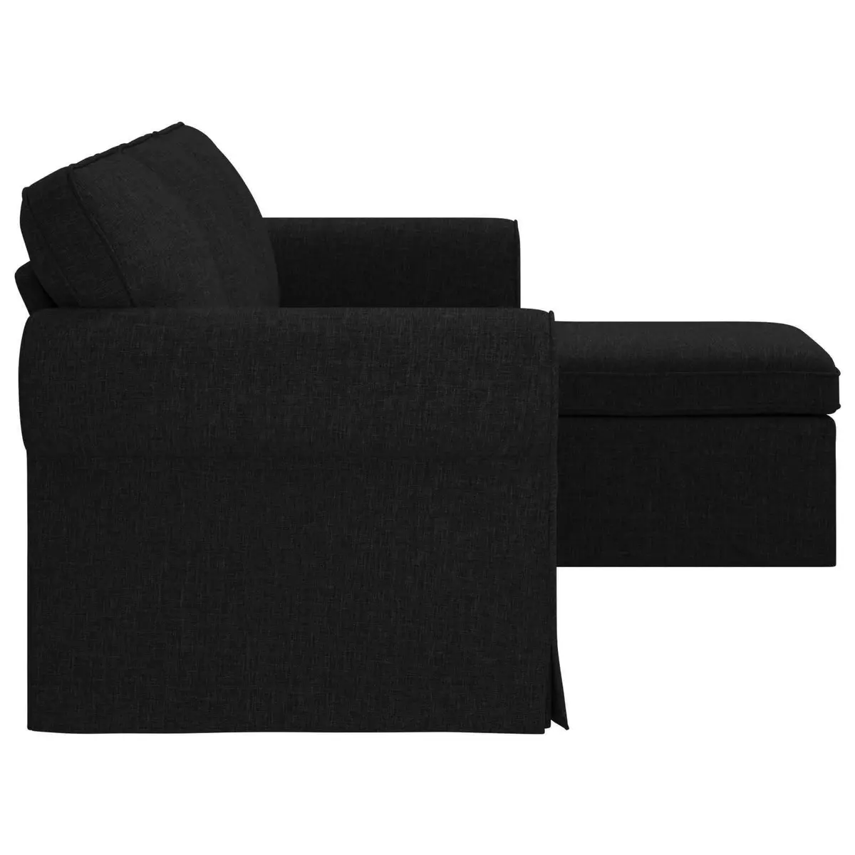 Black Fabric Sofa Modern Living Room Furniture 215cm Wide Modular Lounge Suite