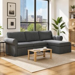 Dark Grey Fabric Sofa for Cozy Living Spaces 245x138x80cm