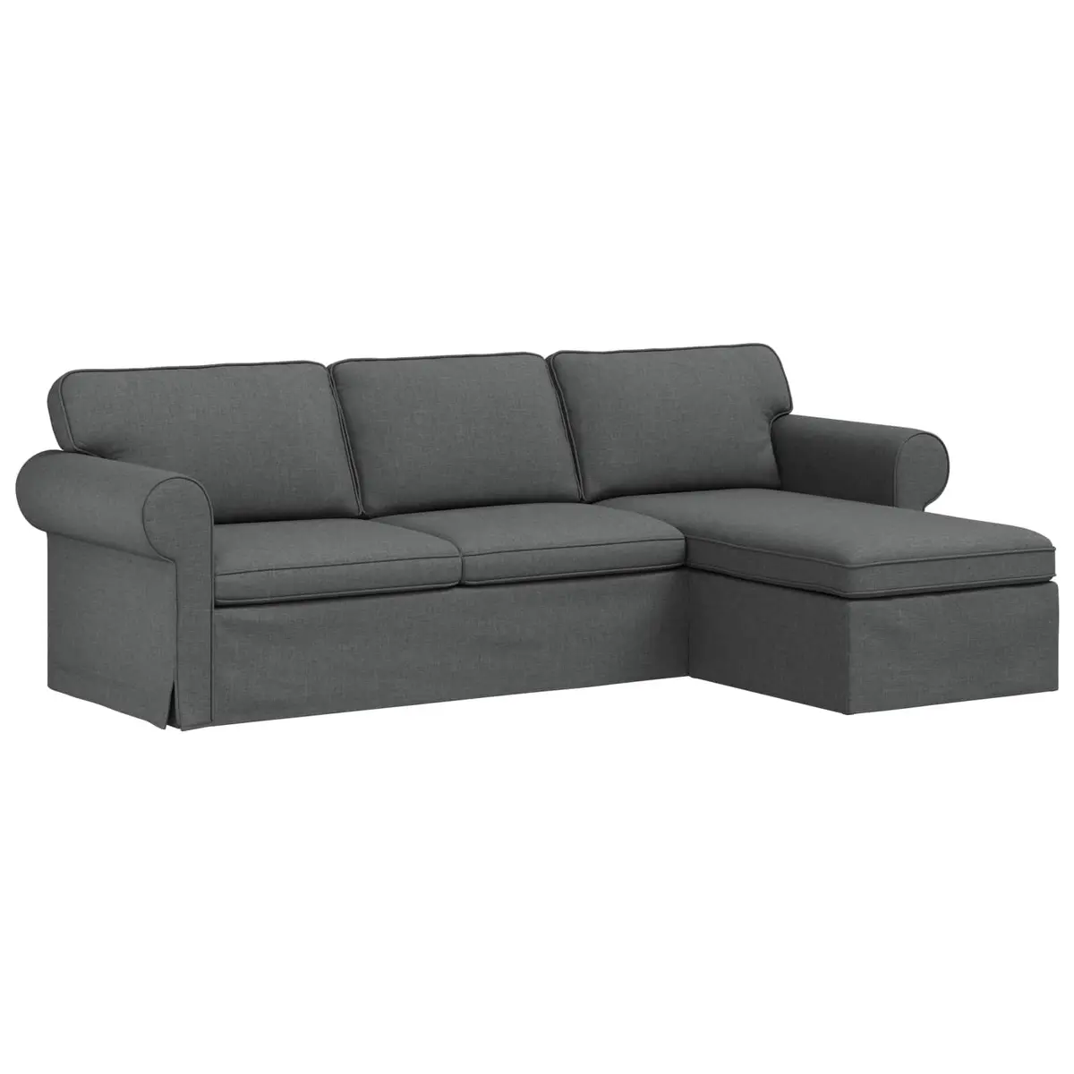 Dark Grey Fabric Sofa Modern 245x138x80cm Metal Frame