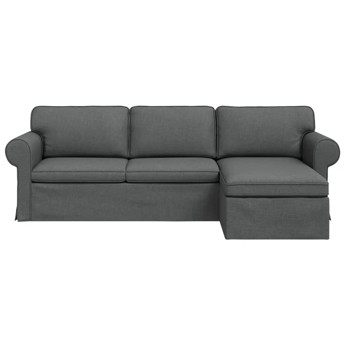 Dark Grey Fabric Sofa Modern 245x138x80cm Metal Frame
