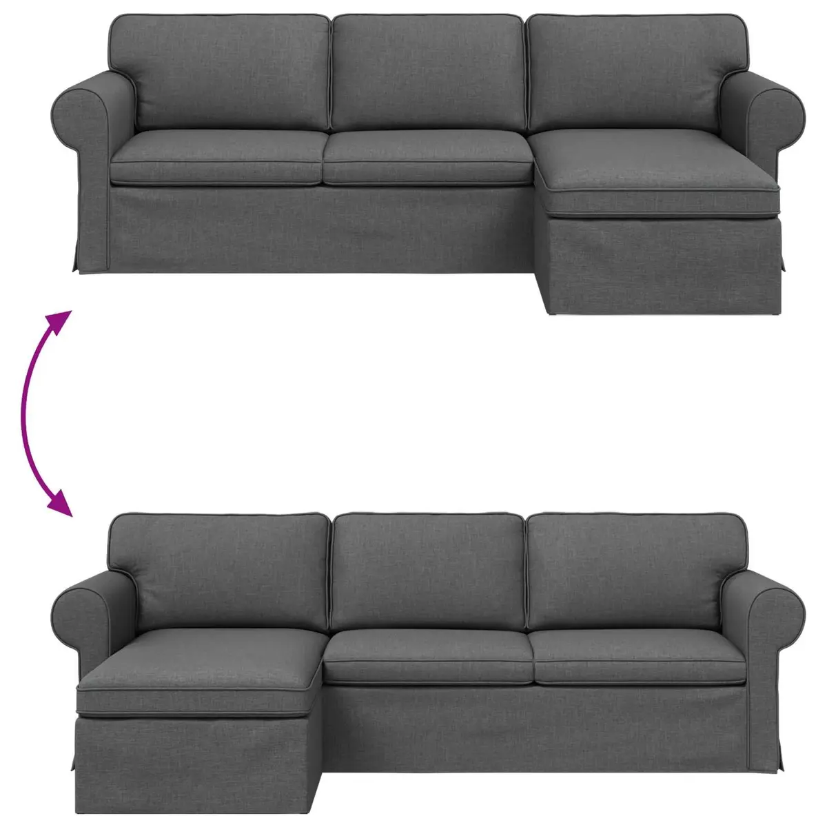 Dark Grey Fabric Sofa Modern 245x138x80cm Metal Frame