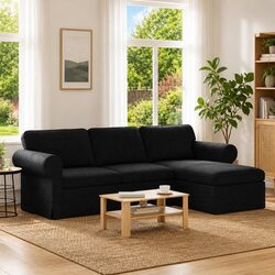 Comfortable Black Fabric Sofa for Modern Living Rooms