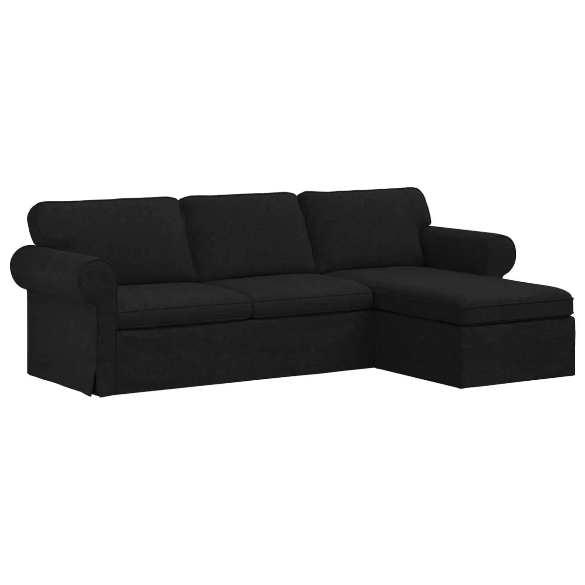 Fabric Sofa Black 245 x 138 x 80 cm Modern Metal Frame Upholstery for Living Room or Bedroom