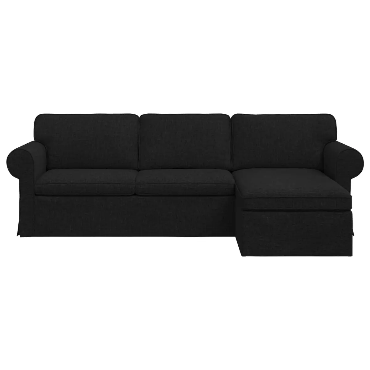 Fabric Sofa Black 245 x 138 x 80 cm Modern Metal Frame Upholstery for Living Room or Bedroom