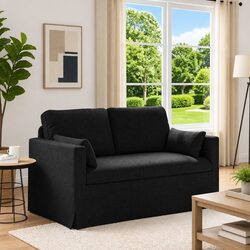 Comfortable Black Fabric Sofa for Living Spaces