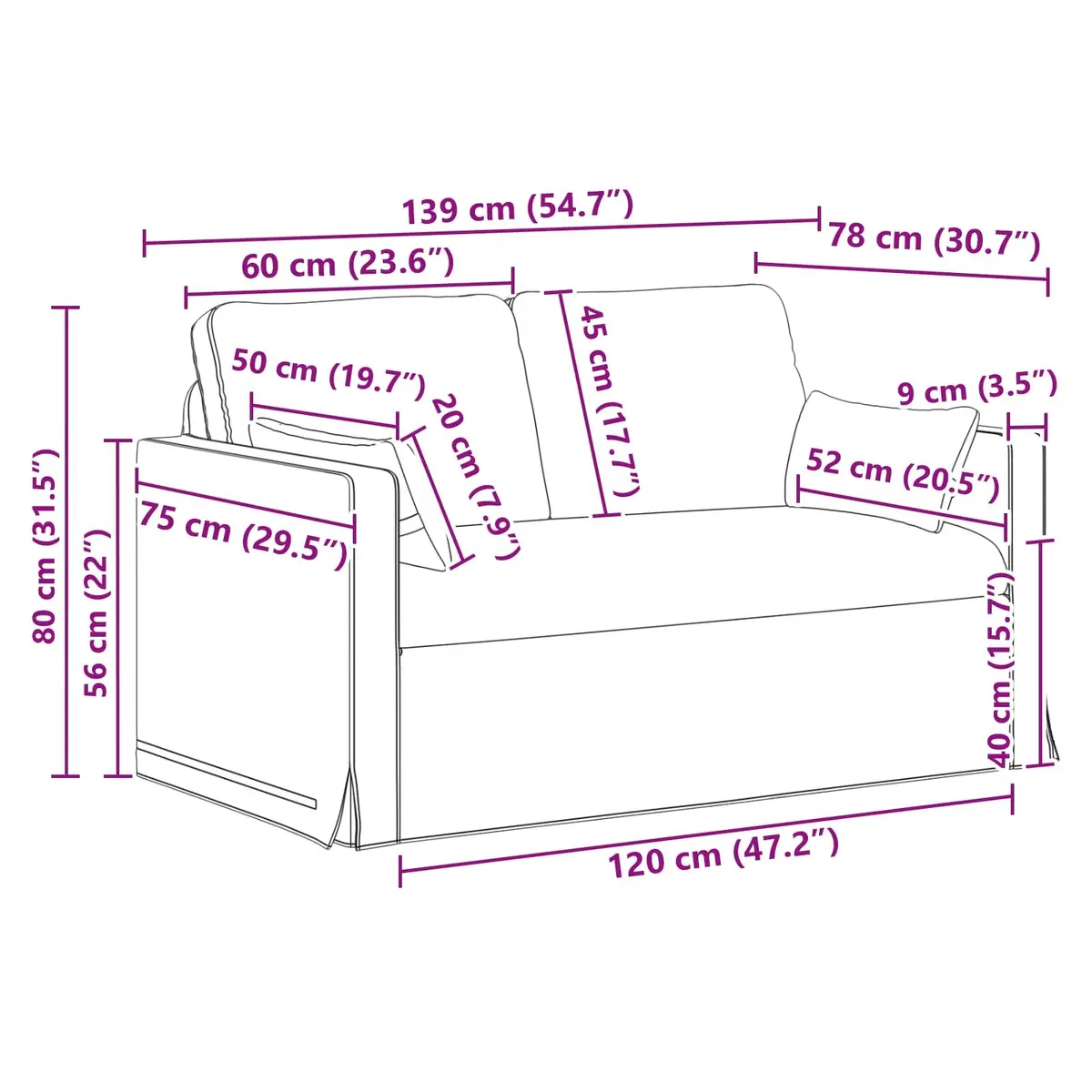 Black Fabric Sofa Modular Lounge Seating 139x78x80cm