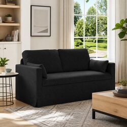 Modern Black Fabric Sofa with Metal Frame 158cm