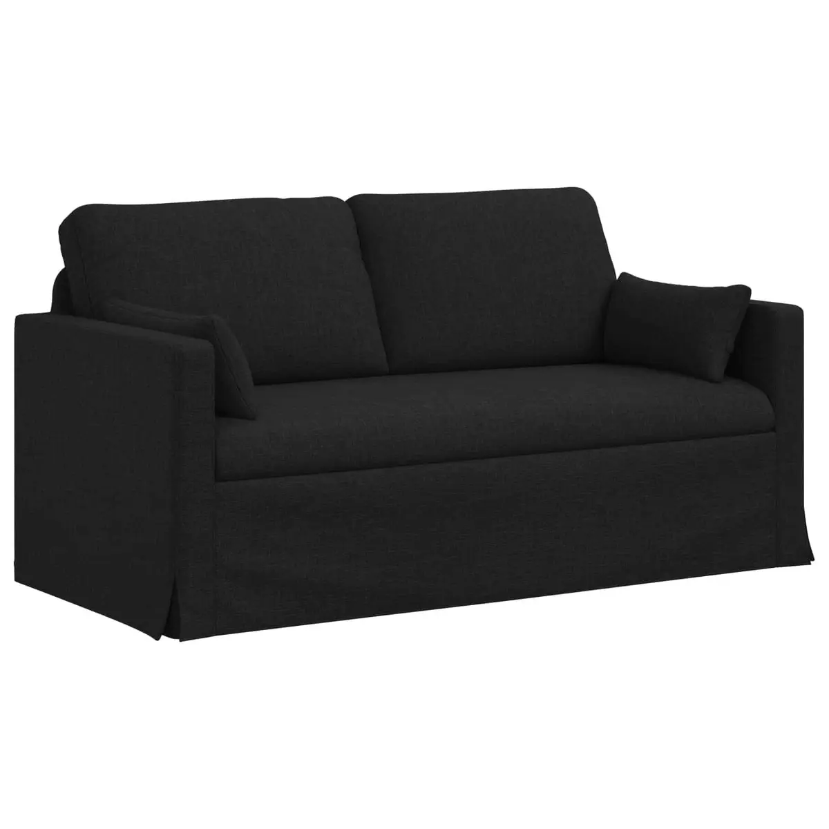 Black Fabric Sofa Modern 158cm Metal Frame