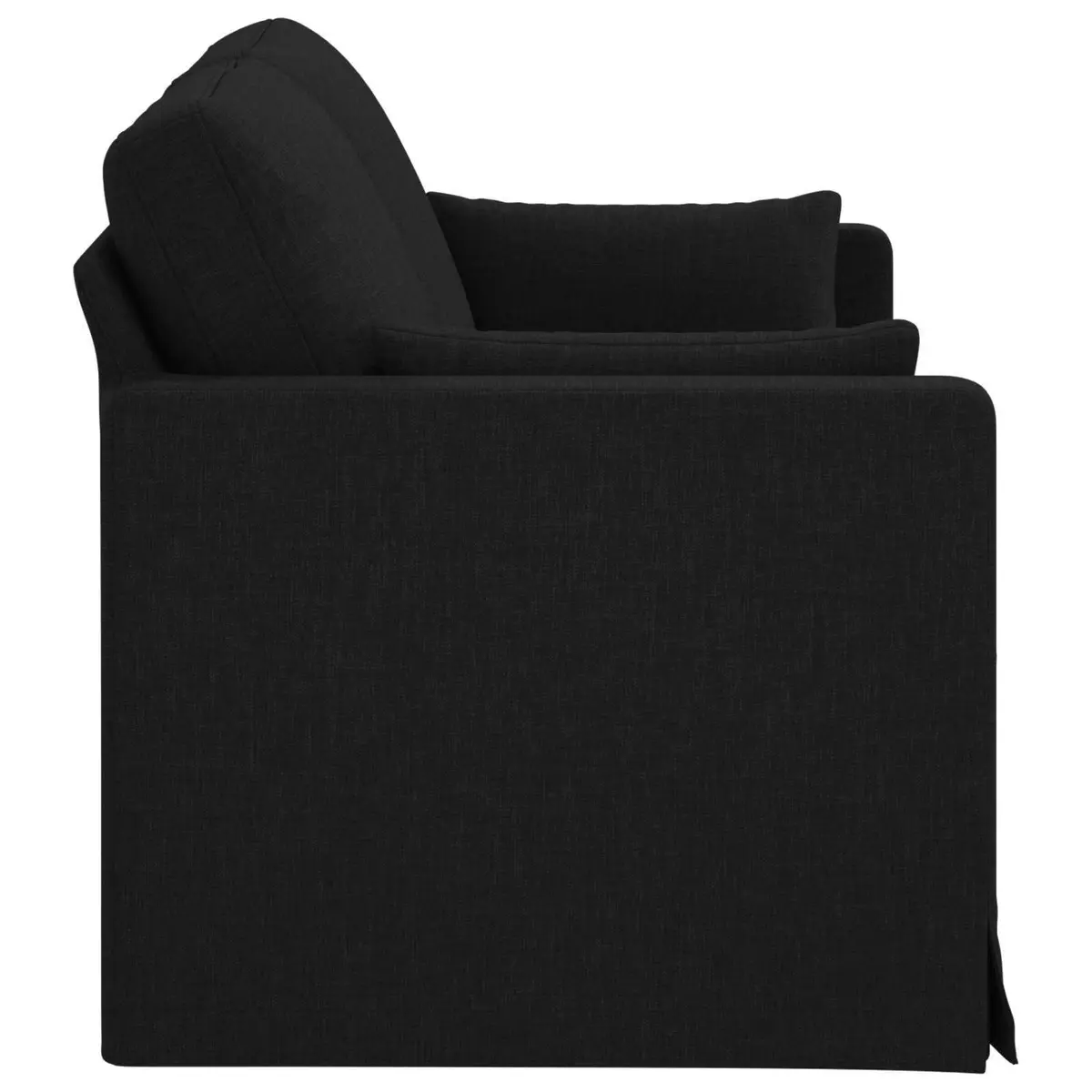 Black Fabric Sofa Modern 158cm Metal Frame