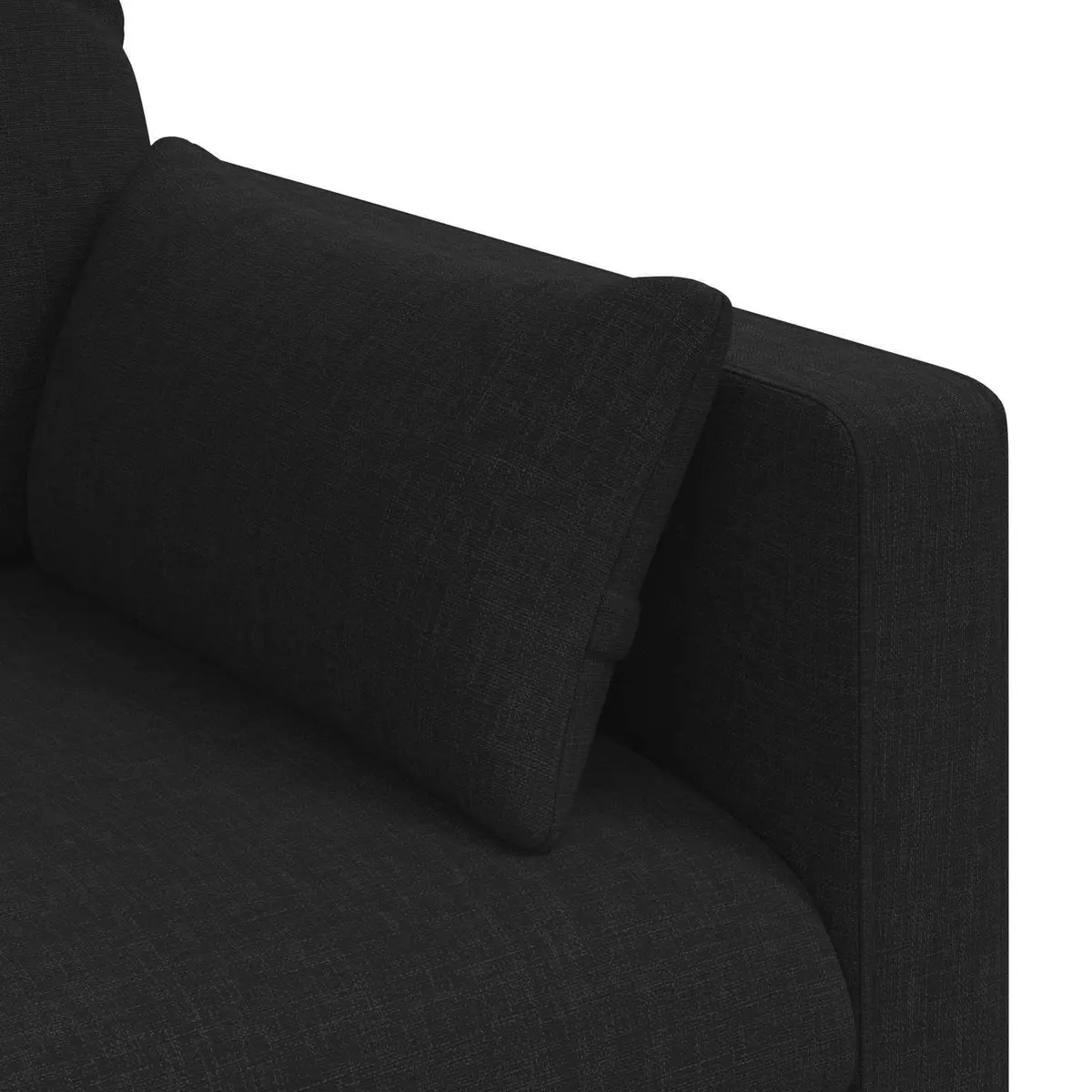 Black Fabric Sofa Modern 158cm Metal Frame