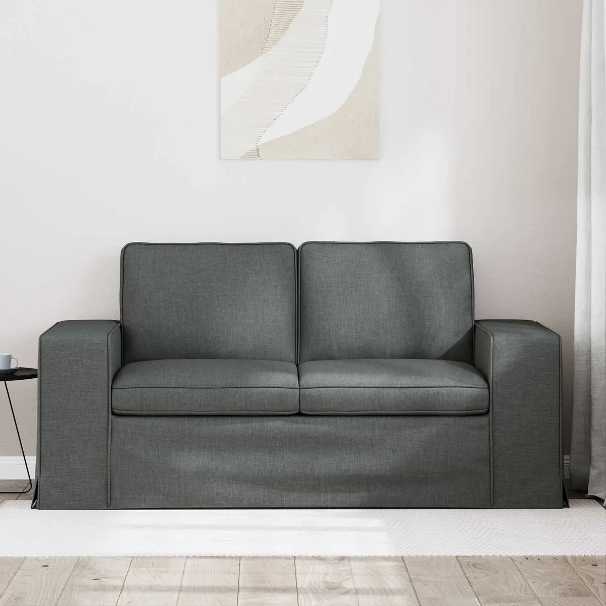 Modular Sectional Sofa Grey 162x80x82cm Metal Frame Engineered Wood Armrests Foam and Fibre Cushions Breathable Fabric