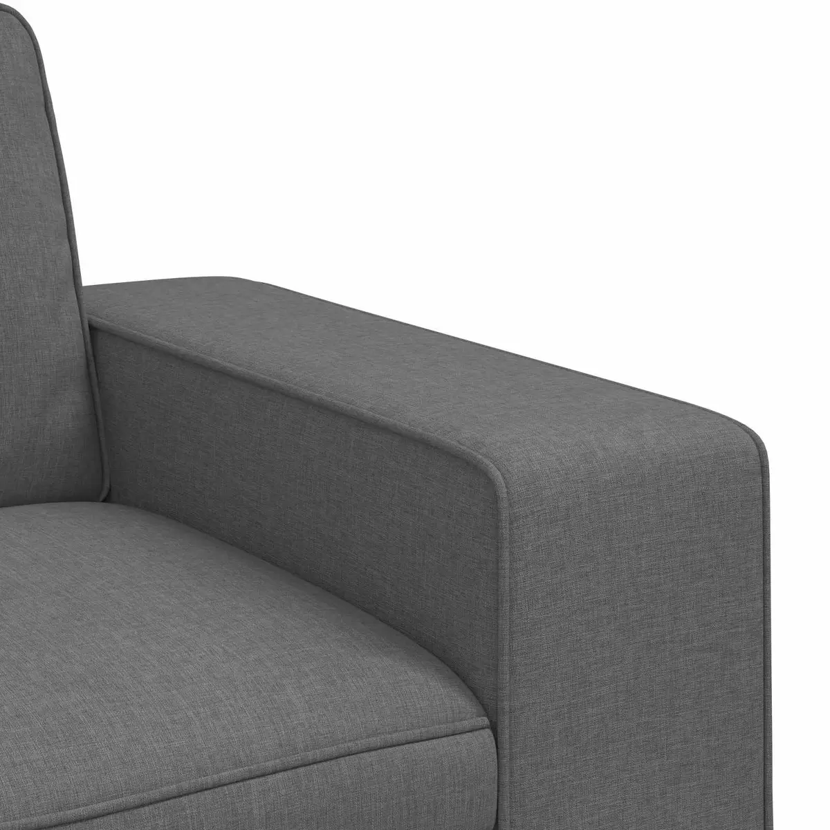 Modular Sectional Sofa Grey 162x80x82cm Metal Frame Engineered Wood Armrests Foam and Fibre Cushions Breathable Fabric