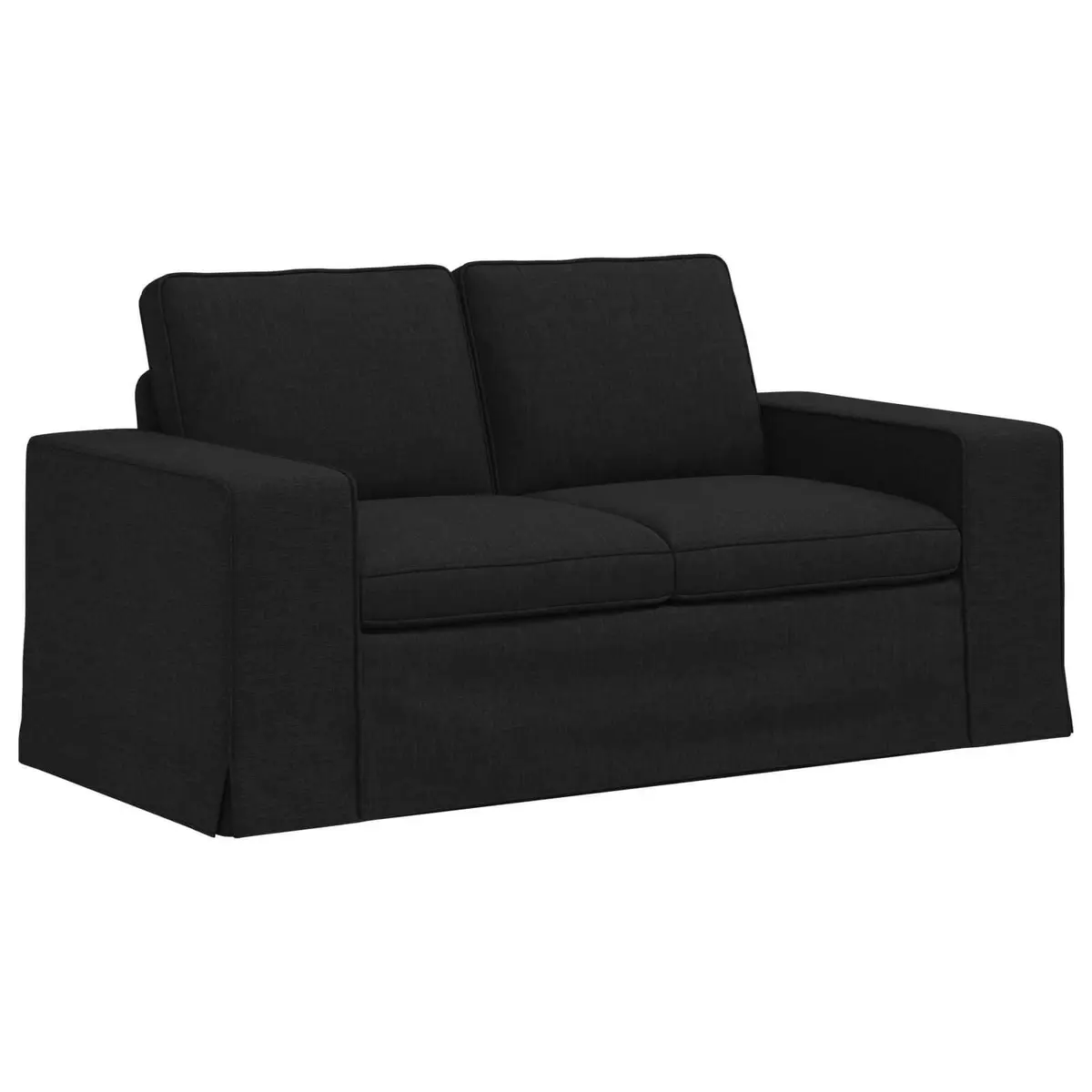 Modular Sofa Black Contemporary 162x80x82cm Metal Frame Engineered Wood Armrests Foam and Fibre Seat Cushions Fabric Upholstery