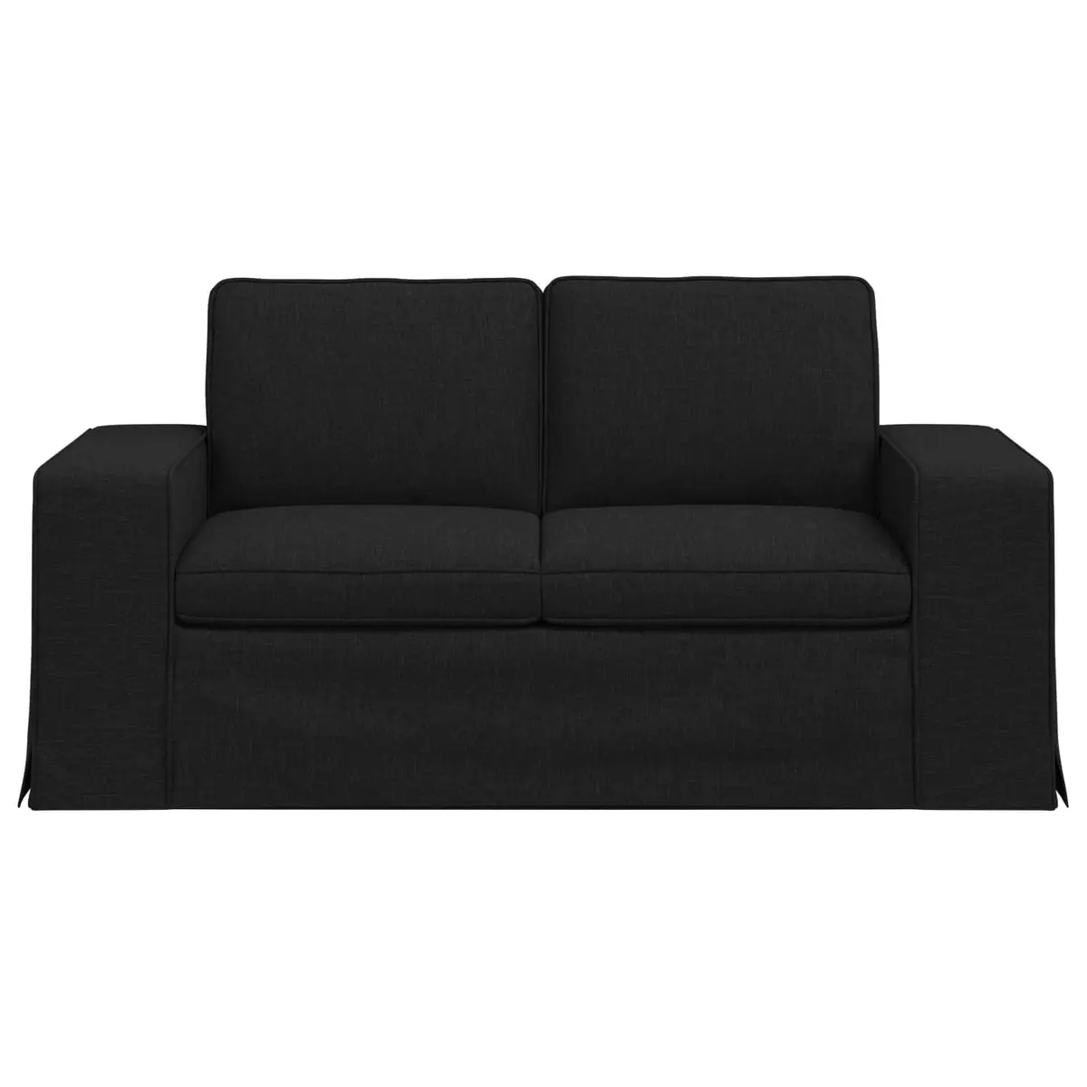 Modular Sofa Black Contemporary 162x80x82cm Metal Frame Engineered Wood Armrests Foam and Fibre Seat Cushions Fabric Upholstery