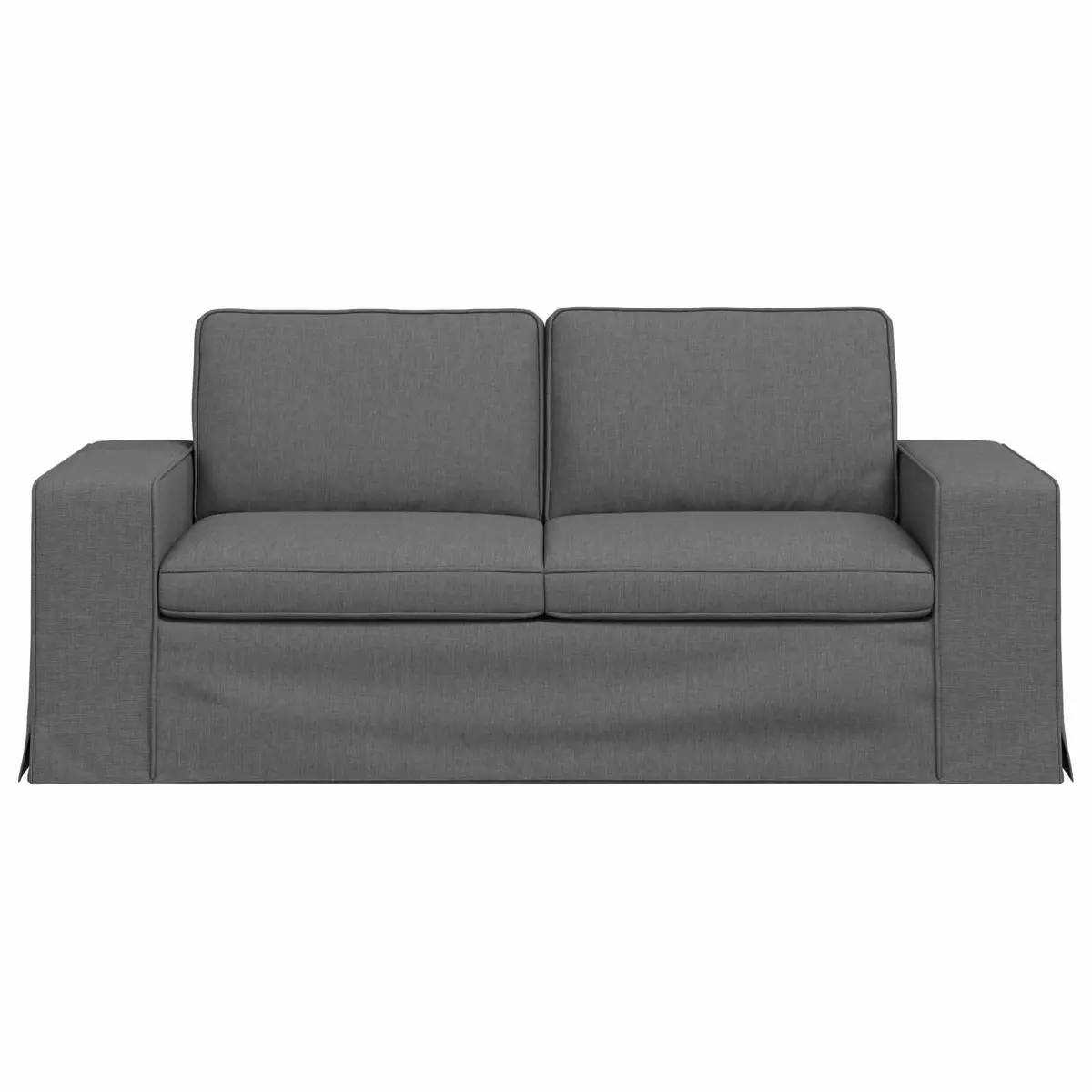 Sofa Dark Grey Fabric Modular Sectional Lounge Couch 182 x 80 x 82 cm Metal Frame Engineered Wood Armrests Foam and Fibre Cushions