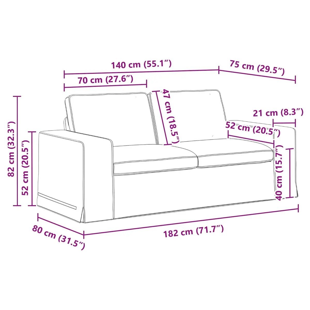 Sofa Dark Grey Fabric Modular Sectional Lounge Couch 182 x 80 x 82 cm Metal Frame Engineered Wood Armrests Foam and Fibre Cushions