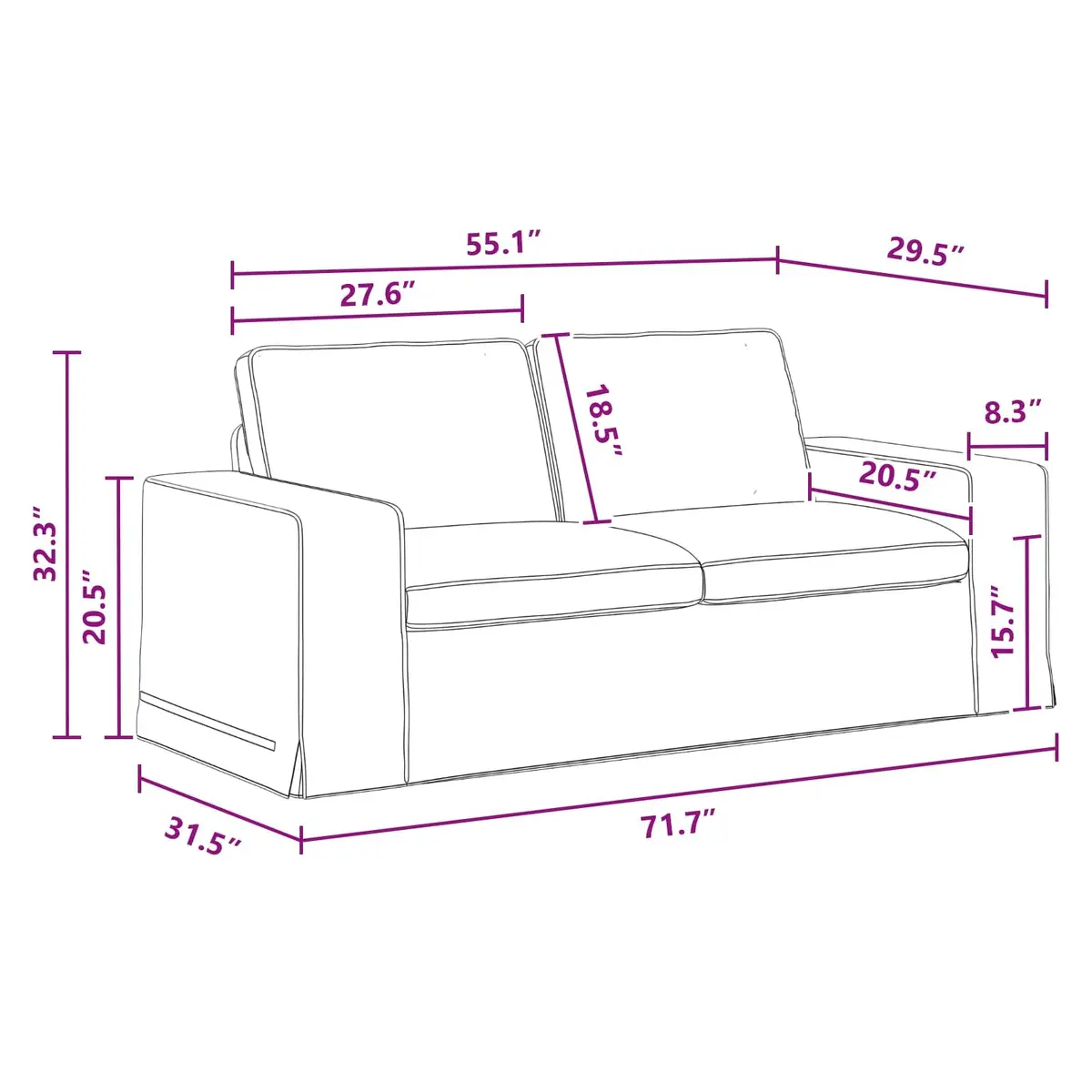 Sofa Dark Grey Fabric Modular Sectional Lounge Couch 182 x 80 x 82 cm Metal Frame Engineered Wood Armrests Foam and Fibre Cushions