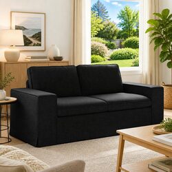 Black Modular Sectional Sofa 182cm for Living Rooms