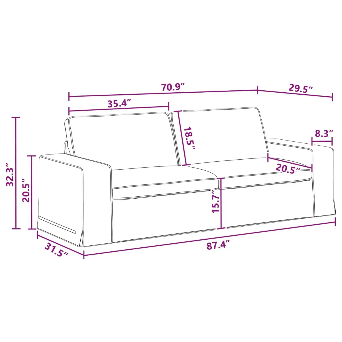 Sofa Grey Modular Sectional Lounge Seat Contemporary Fabric 222x80x82cm Metal Frame Engineered Wood Armrests Foam and Fibre Filling