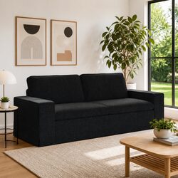 Black Modular Sofa for Comfortable Living Spaces 222x80x82cm