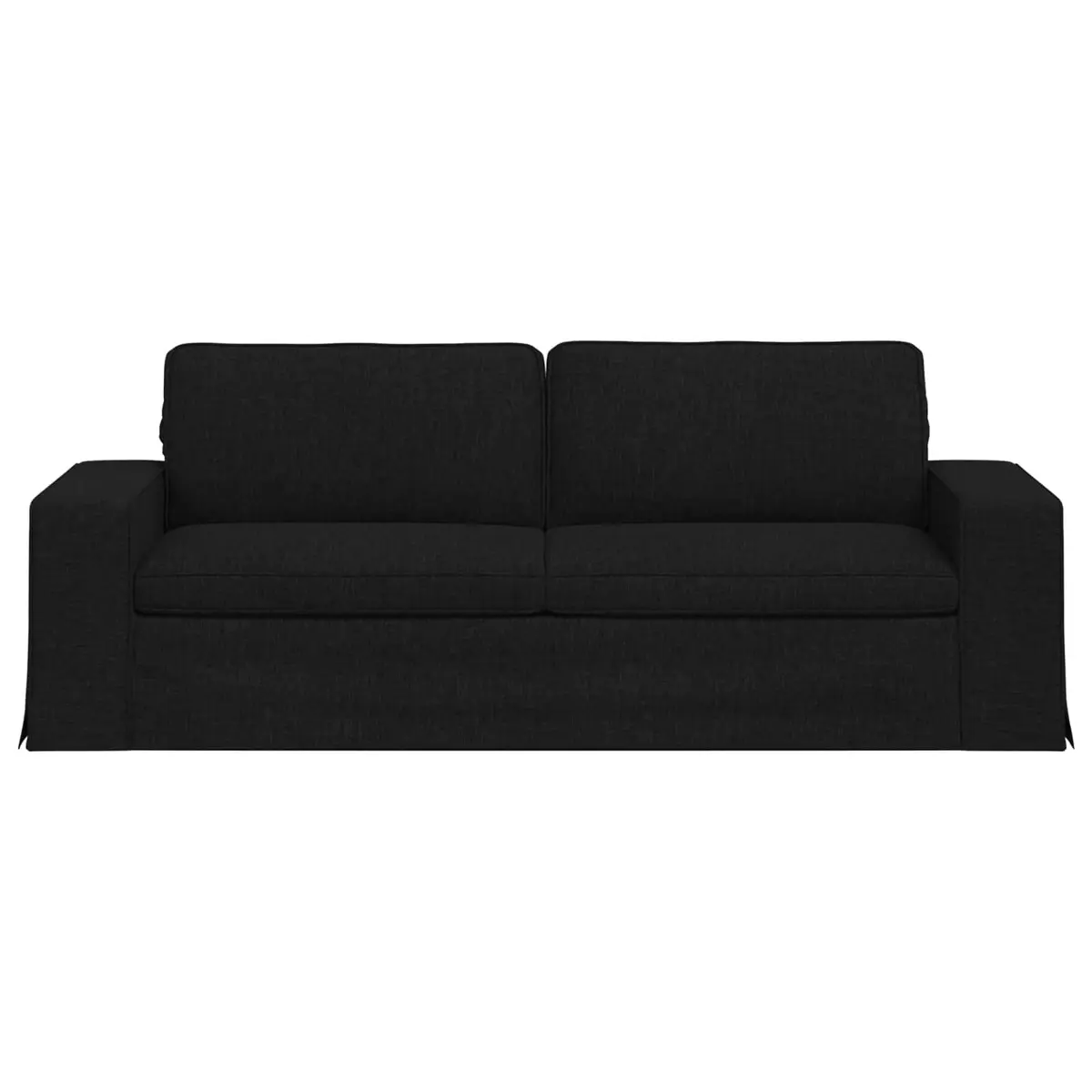 Modular Sofa Black 222x80x82cm Contemporary Metal Frame Engineered Wood Armrests Foam and Fibre Filled Cushion