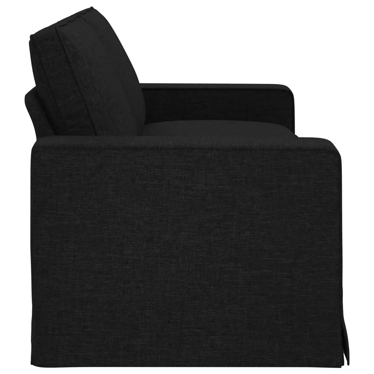 Modular Sofa Black 222x80x82cm Contemporary Metal Frame Engineered Wood Armrests Foam and Fibre Filled Cushion