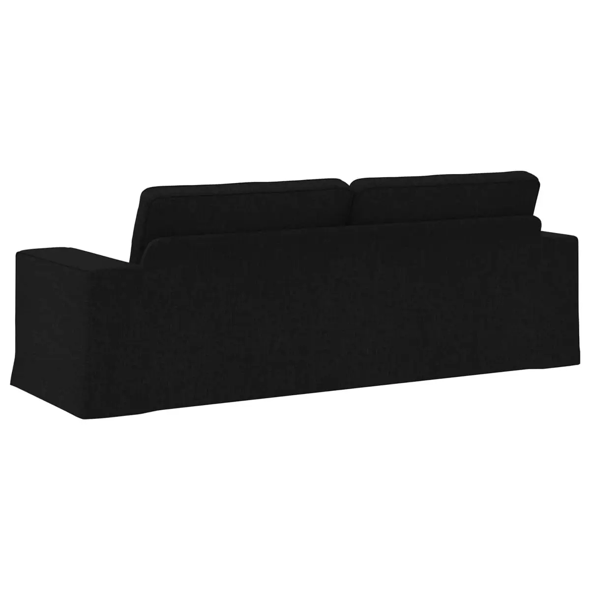 Modular Sofa Black 222x80x82cm Contemporary Metal Frame Engineered Wood Armrests Foam and Fibre Filled Cushion