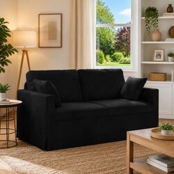 Black Velvet Sofa for Cozy Living Spaces 158cm Wide