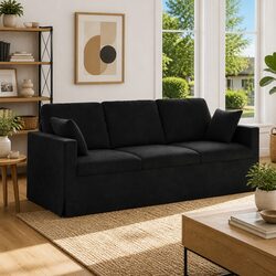 Black Velvet Sofa for Cozy Living Spaces 198cm