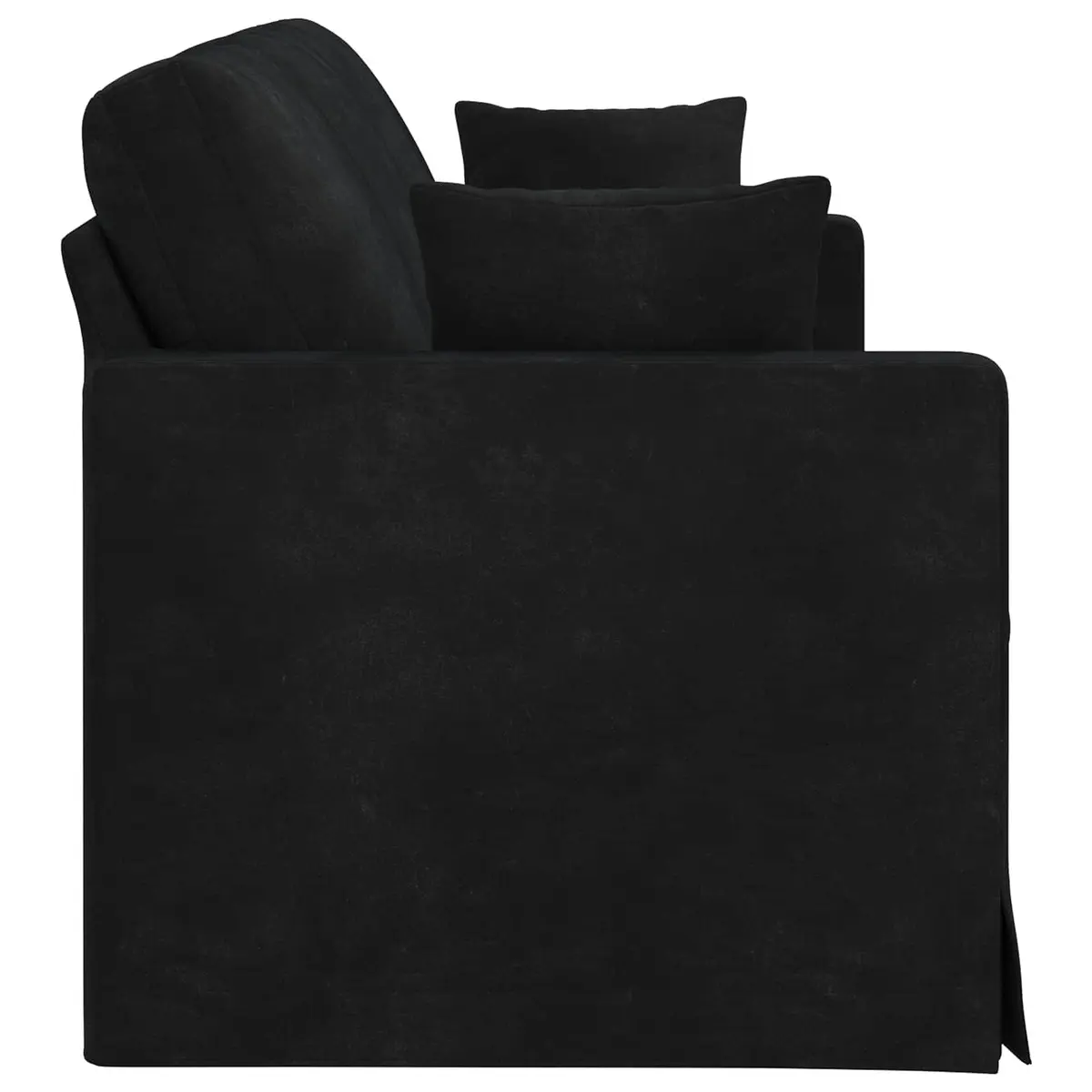 Black Velvet Sofa Modern Lounge Seating 198cm Metal Frame Engineered Wood Armrests Plastic Bun Feet