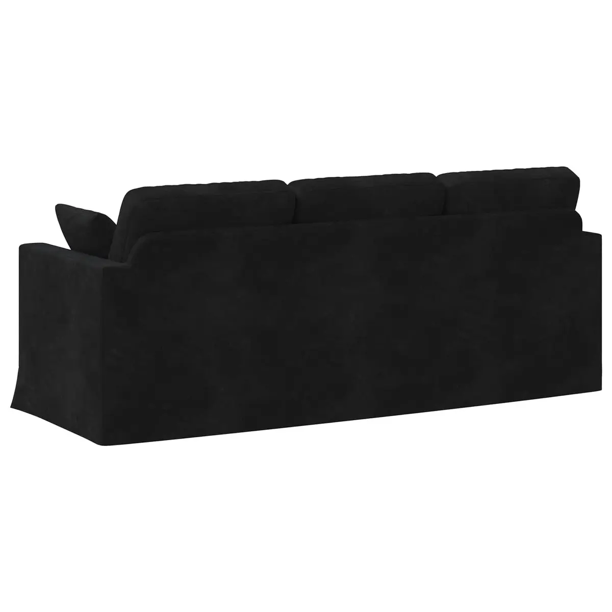 Black Velvet Sofa Modern Lounge Seating 198cm Metal Frame Engineered Wood Armrests Plastic Bun Feet