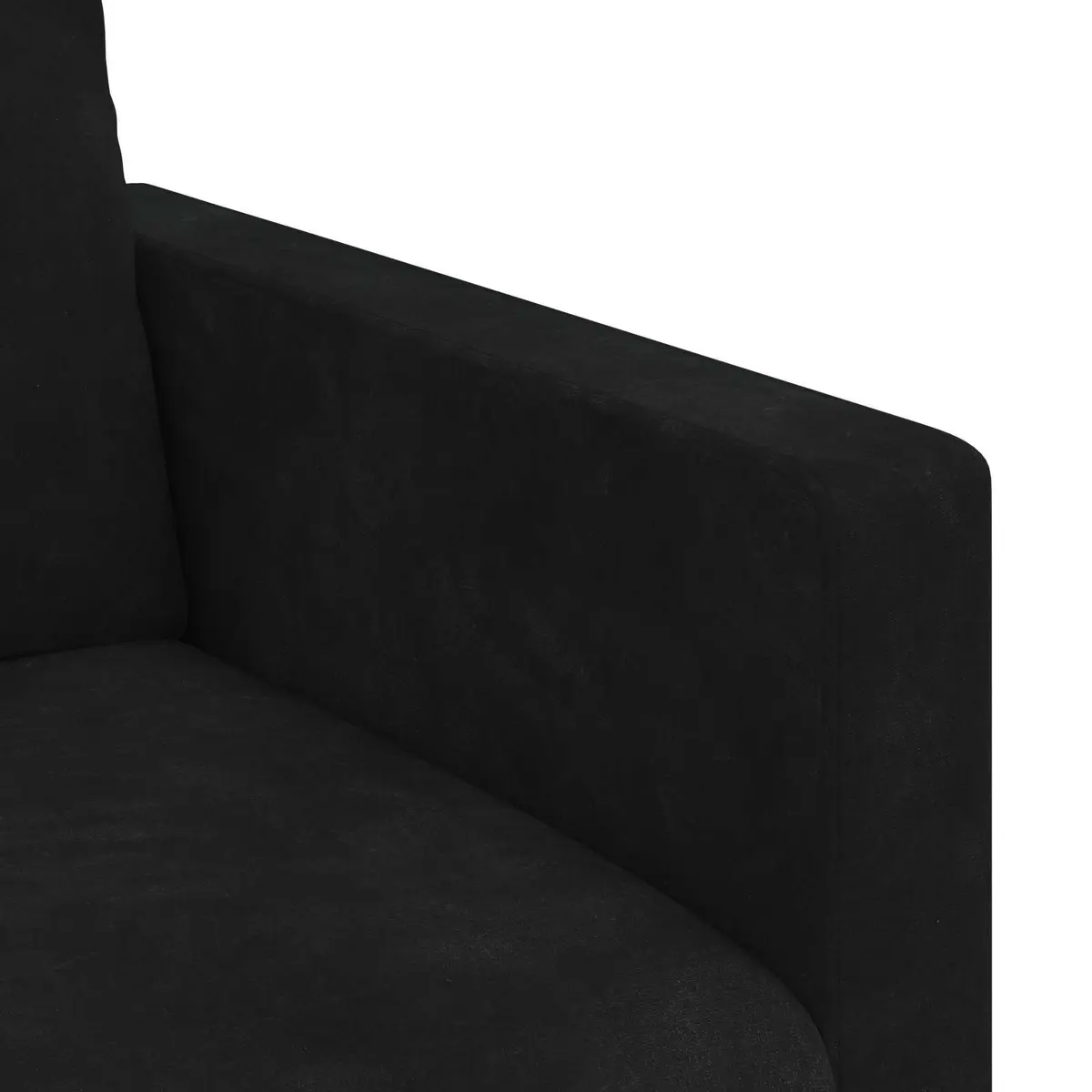 Black Velvet Sofa Modern Lounge Seating 198cm Metal Frame Engineered Wood Armrests Plastic Bun Feet