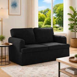 Black Fabric Sofa 144 x 80 x 85 cm for Cozy Living Spaces