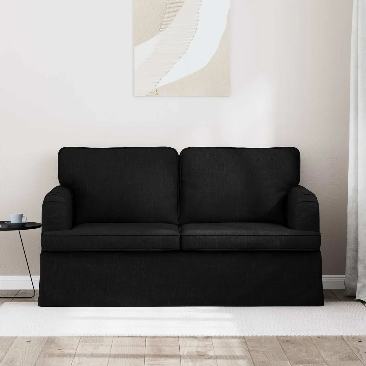 Sofa Black 144 x 80 x 85 cm Fabric Modern Lounge Seating Modular
