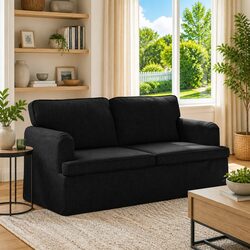 Cozy Black Fabric Sofa for Living Room or Bedroom