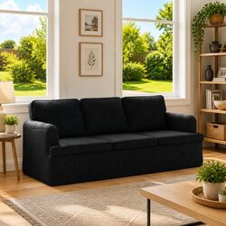 Cozy Modern Black Fabric Sofa 201 x 80 x 85 cm
