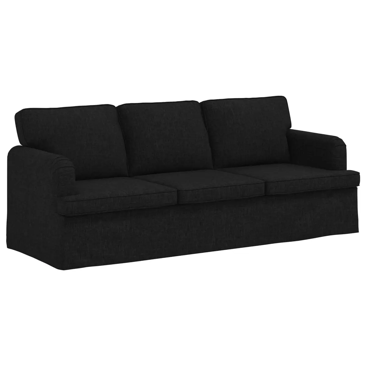 Black Fabric Sofa Modular 201 x 80 x 85 cm Metal Frame Living Room Lounge Couch