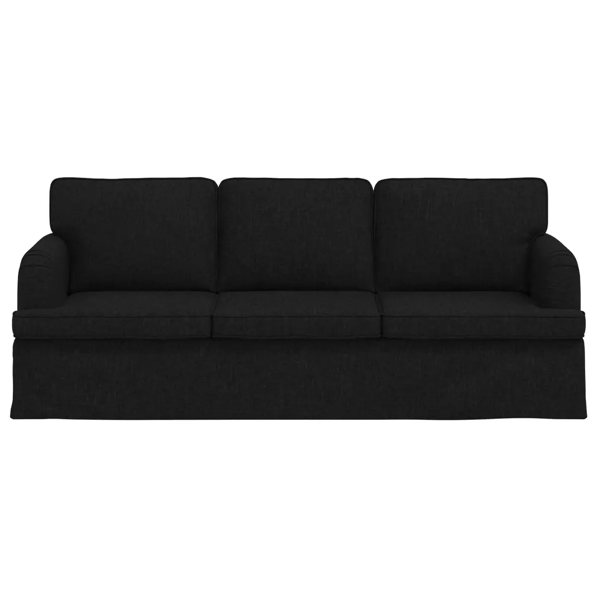 Black Fabric Sofa Modular 201 x 80 x 85 cm Metal Frame Living Room Lounge Couch