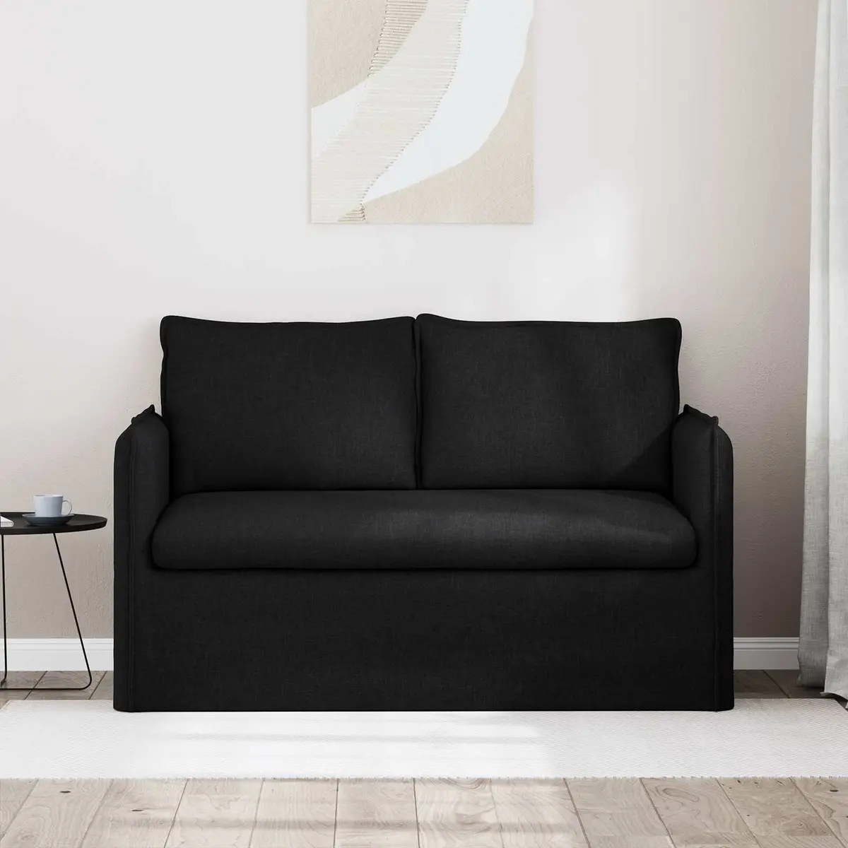 Modular Black Fabric Sofa Lounge Sectional Couch 136x82x85cm Metal Frame